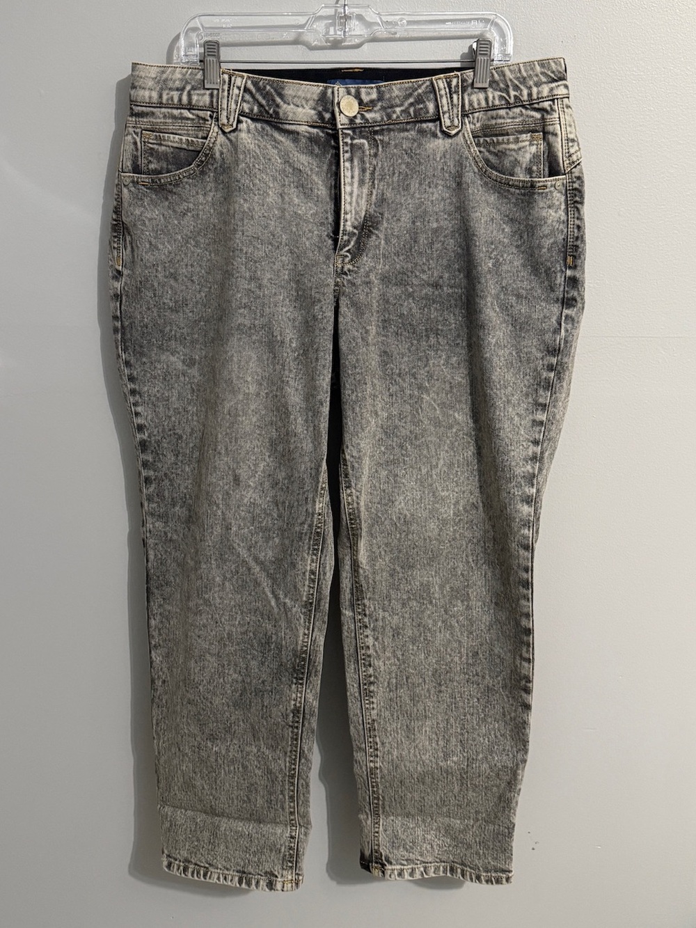 Democracy Jeans Womens 14W Ab Solution Elastic Waist Skinny Gray Stretchy